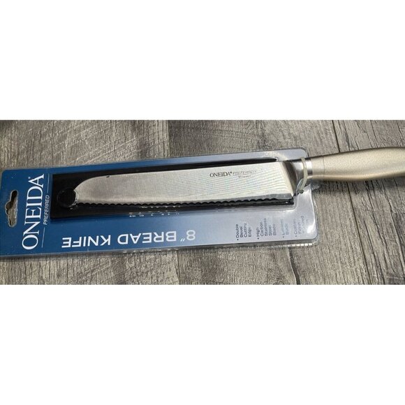 Oneida Bread‎ Knife & Case Stainless 8" Serrated Bevel Brushed Silver Handle NEW - Picture 4 of 8